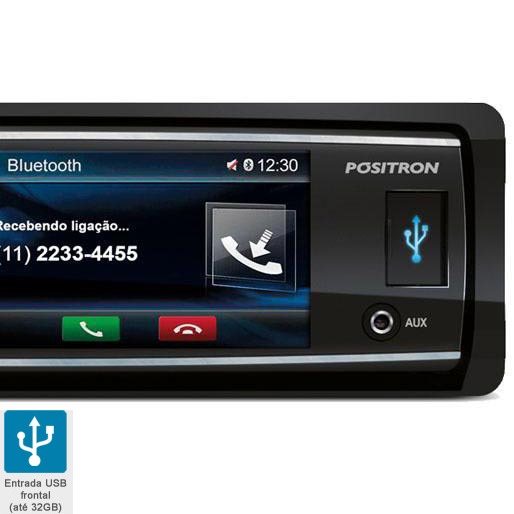 Entrada P2 disponível DVD Player Automotivo Positron SP4330BT conexão USB para cartões de memória