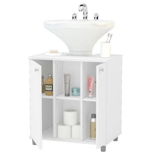 Gabinete para Banheiro Politorno com 2 Portas Branco Gabinetes para Banhe -> Gabinete Para Pia De Banheiro Com Coluna Gabinete para Banheiro Politorno com 2 Portas Branco Gabinetes para Banhe -> Gabinete Para Pia De Banheiro Com Coluna