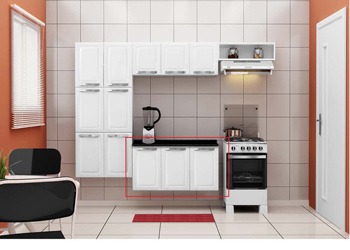 Deixe a cozinha mais elegante balcão triplo Itatiaia Daniele com 3 portas Branco design