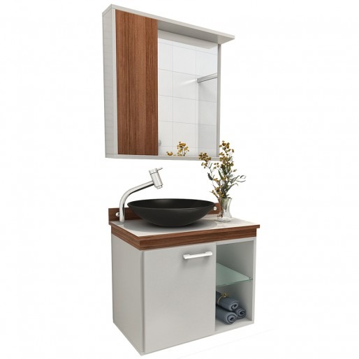 Gabinete para Banheiro Vtec Alpha Premium com Cuba e Espelho 42 x 55 x 35 cm Conjuntos de Aparador Rustica De Madeira ~ Gabinete para Banheiro Vtec Alpha Premium com Cuba e Espelho 42 x 55 x 35 cm Conjuntos de