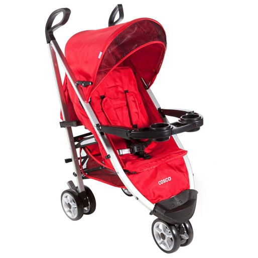 Um carrinho seguro e fácil de manusear Carrinho Bebê Cosco Umbrella Deluxe SC902NBR Vermelho