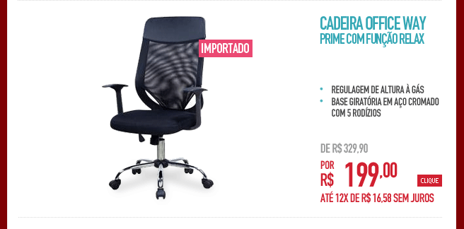 Cadeira Office Way Prime com Função Relax