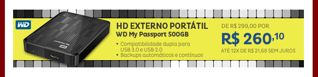 HD Externo Portátil WD My Passport 500GB