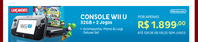 Console Wii U 32GB + 2 Jogos