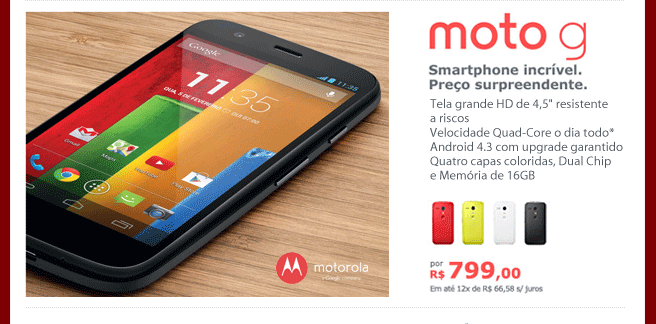 Celular Desbloqueado Moto G Dual Colors 16 Gb