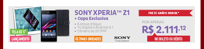 Sony XperiaT Z1 + Capa Exclusiva