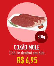 Coxão Mole (Chã de Dentro) em Bife Bandeja 500g