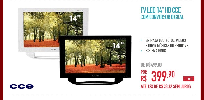 TV LED 14" HD CCE com Conversor Digital