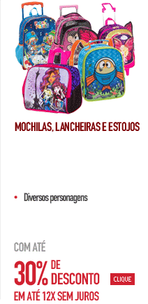 Mochilas, lancheira e estojos com até 30% de desconto