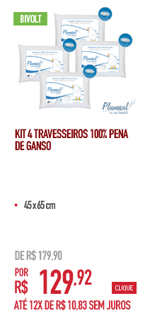Kit 4 travesseiros 100% Pena de Ganso