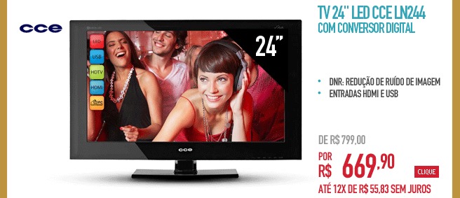 TV 24 LED CCE LN244 com Conversor Digital