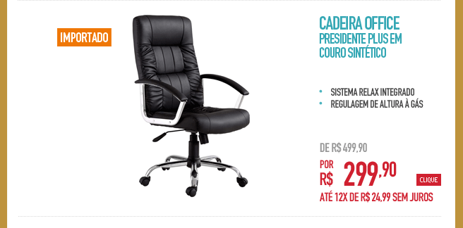 Cadeira Office Presidente Plus em Couro Sintético