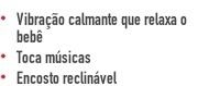 Vibração calmante que relaxa o bebê Toca músicas Encosto reclinável