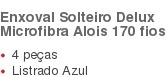Enxoval Solteiro Delux Microfibra Alois 170 fios   4 peças  Listrado Azul