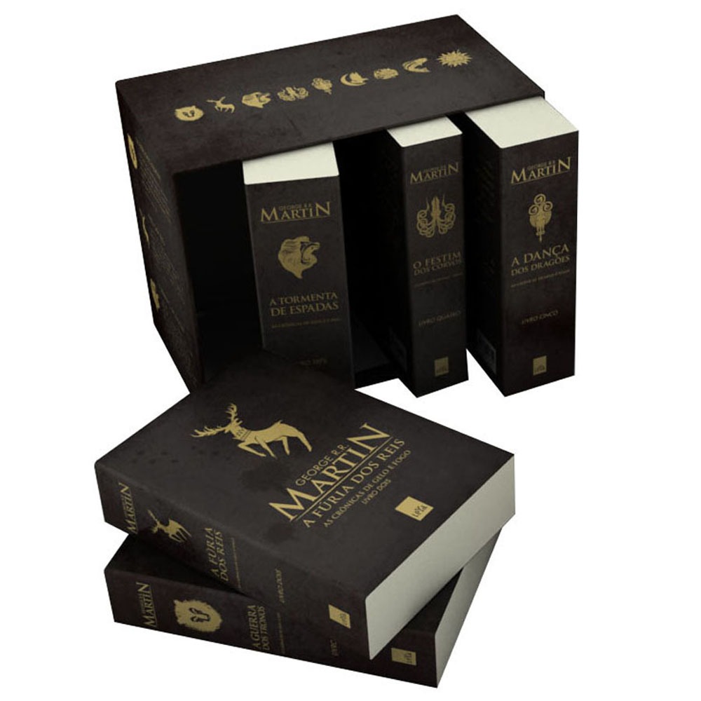 Box As Crônicas de Gelo e Fogo 5 Volumes R. R. Martin Ficção Científica no