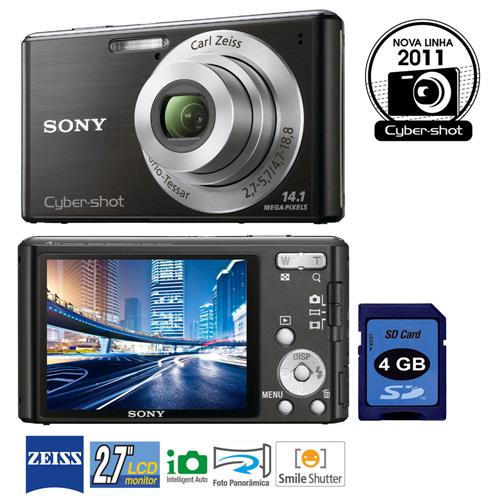 Câmera Digital Sony Cybershot DSCW530/B Preta c/ 14.1 MP, LCD 2.7