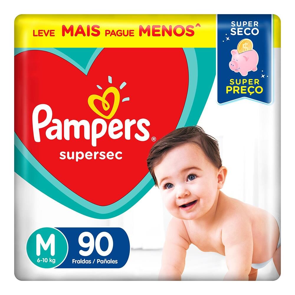 Fralda Pampers Supersec M - 90 Unidades