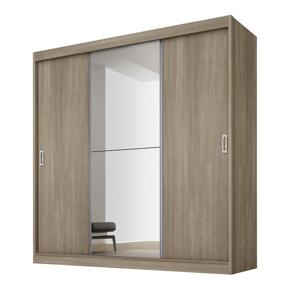 Guarda-Roupa Fama Flórida Plus com 3 Portas de Correr, 4 Gavetas e Espelho