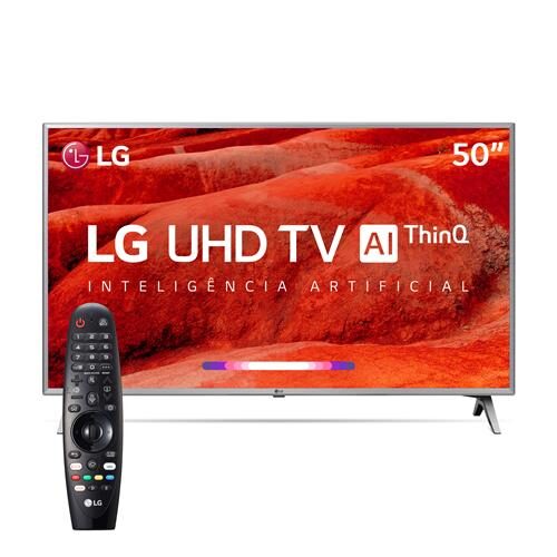 Menor preço em Smart TV LED 50" UHD 4K LG 50UM7500PSB ThinQ AI Inteligência Artificial IoT, HDR Ativo, WebOS 4.5, Ultra Surround, Controle Smart Magic e Bluetooth