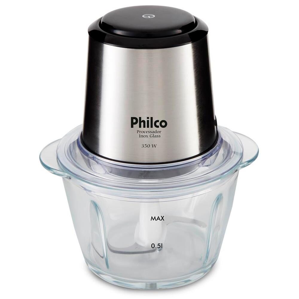 Processador de Alimentos Philco Inox Glass PPS01I com 350W – Preto/Inox - 110V - 3