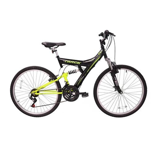 Menor preço em Bicicleta Aro 26 Track & Bikes TB 100 Mountain Bike com 18 Marchas e Full Suspension – Preta/Verde