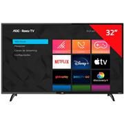 AOC Roku TV Smart TV LED 32” HD 32S5195/78 com Wi-fi, Controle Remoto com atalhos, Roku Mobile, Miracast, Entradas HDMI e USB
