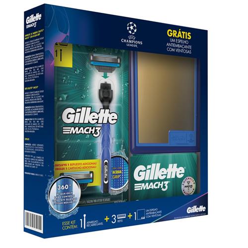 Kit Gillette com Aparelho de Barbear Mach3 Acqua Grip + 3 Cargas Mach3 + Espelho Edição UEFA Champions League é boa?