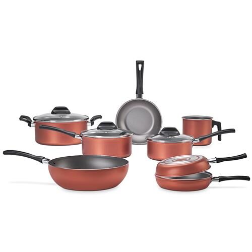 Menor preço em Conjunto de Panelas 7 Peças Brinox Clove Cobre em Alumínio com Revestimento Interno Antiaderente Pro-Flon, Cabos de Baquelite, Tampas de Vidro