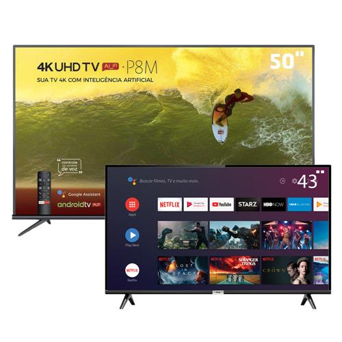 Menor preço em Smart TV LED 50" 4K TCL 50P8M + Smart TV LED 43" Full HD TCL 43S6500FS