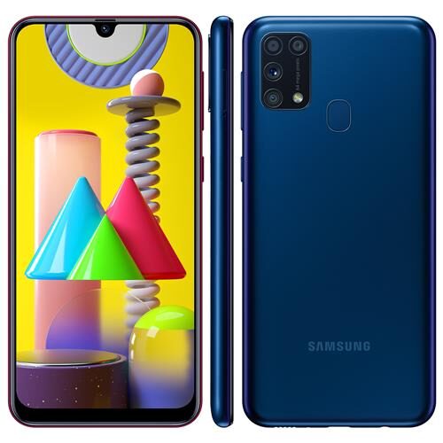 Menor preço em Smartphone Samsung Galaxy M31 Azul 128GB, 6GB RAM, Tela Infinita de 6.4", Câmera Traseira Quádrupla, Leitor Digital, Octa Core e Android 10.0