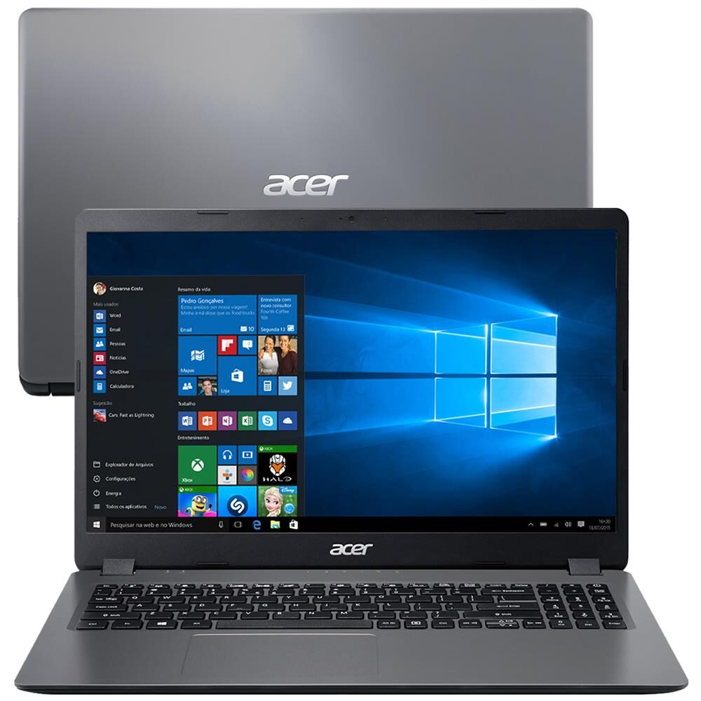 Notebook Acer Core i3-1005G1 8GB 256GB SSD Tela 15.6” Windows 10 Aspire 3 A315-56-3090