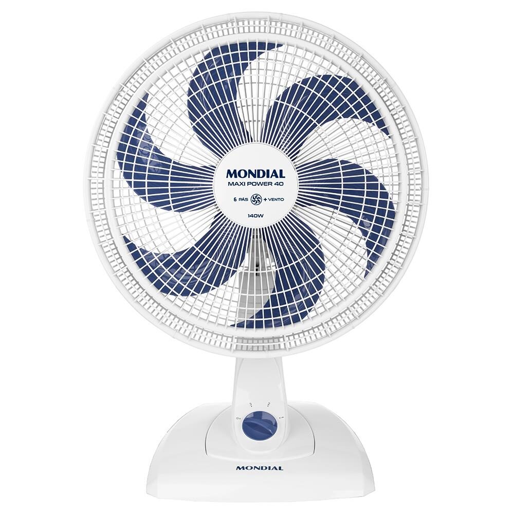 Ventilador de Mesa Mondial Maxi Power V-40-W com 6 Pás, 40cm, 3 velocidades - Branco