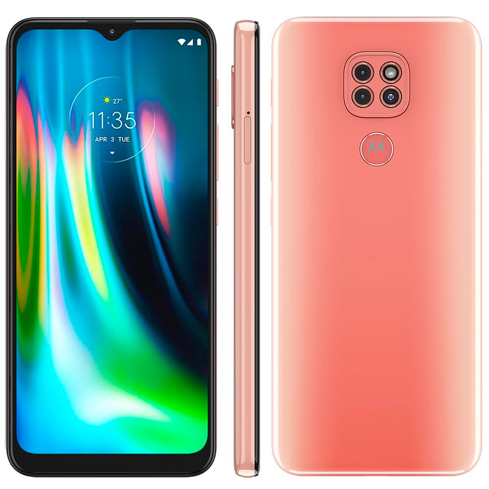 Smartphone Motorola Moto G9 Play Rosa Quartzo 64GB, 4GB RAM, Tela de 6.5”, Câmera Traseira Tripla, Android 10 e Processador Octa-Core