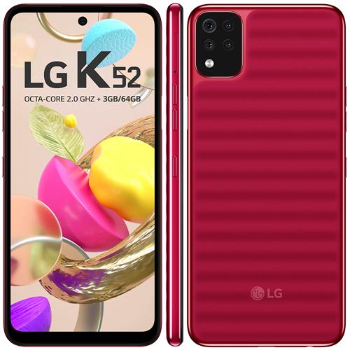 Menor preço em Smartphone LG K52 Vermelho 64GB, Tela de 6.59”, Câmera Traseira Quádrupla, Android 10, Inteligência Artificial e Processador Octa-Core