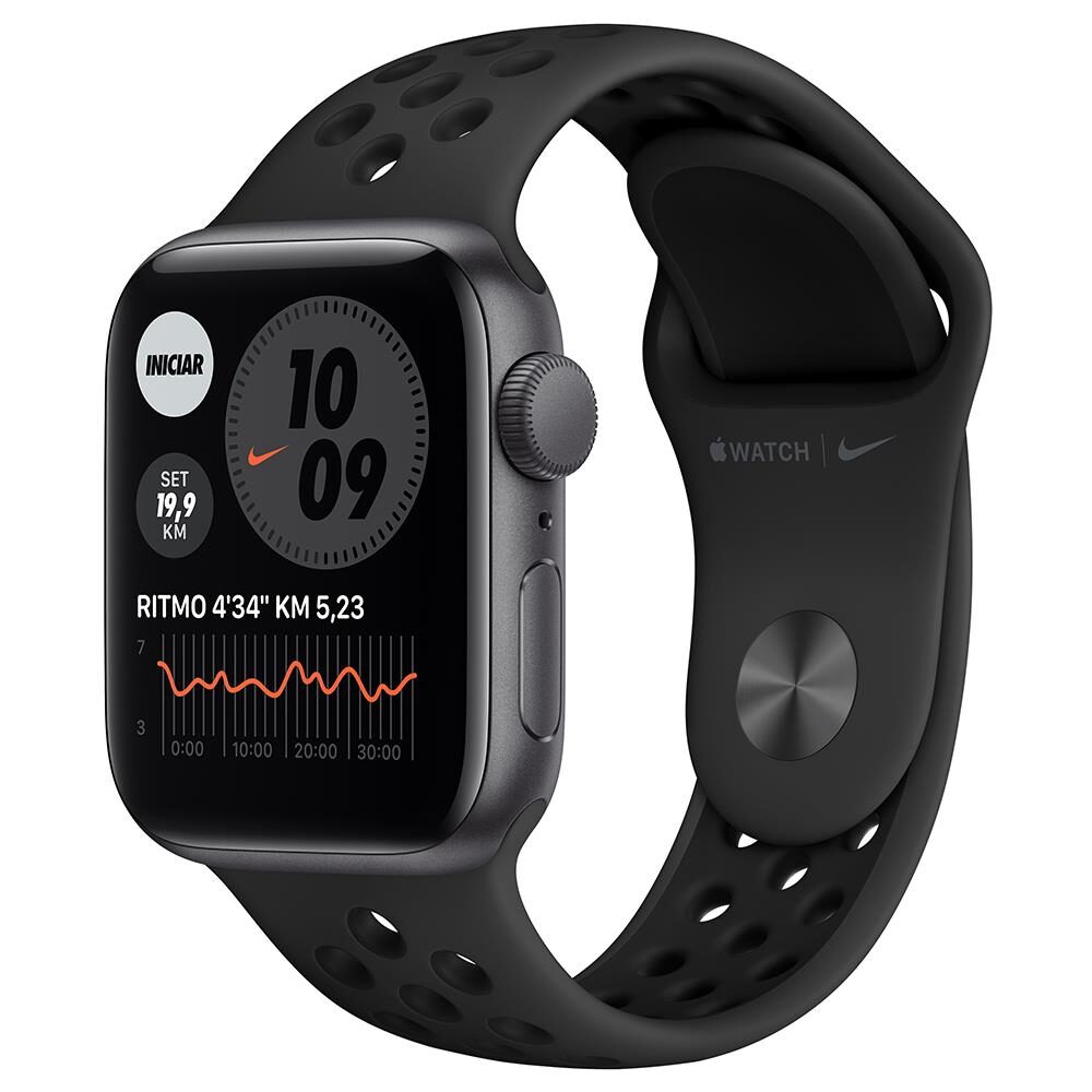 Apple Watch SE GPS, 40mm, Caixa Cinza Espacial de Alumínio com Pulseira Esportiva Nike Carvão/Preta