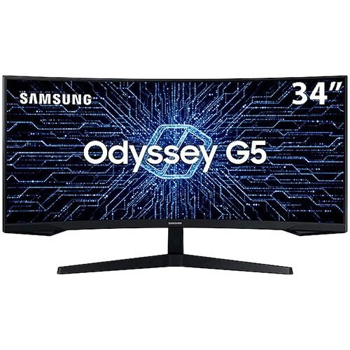 Monitor Gamer Curvo Samsung Odyssey 34", WQHD, 165Hz, 1ms, Tela Ultrawide, HDMI, Display Port, Freesync Premium, Preto, Série G5