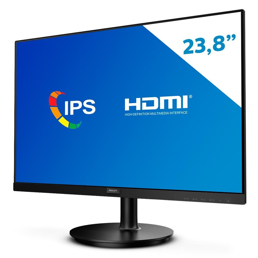 Monitor LED 23.8" Philips Full HD 242V8A com Entrada HDMI e VGA