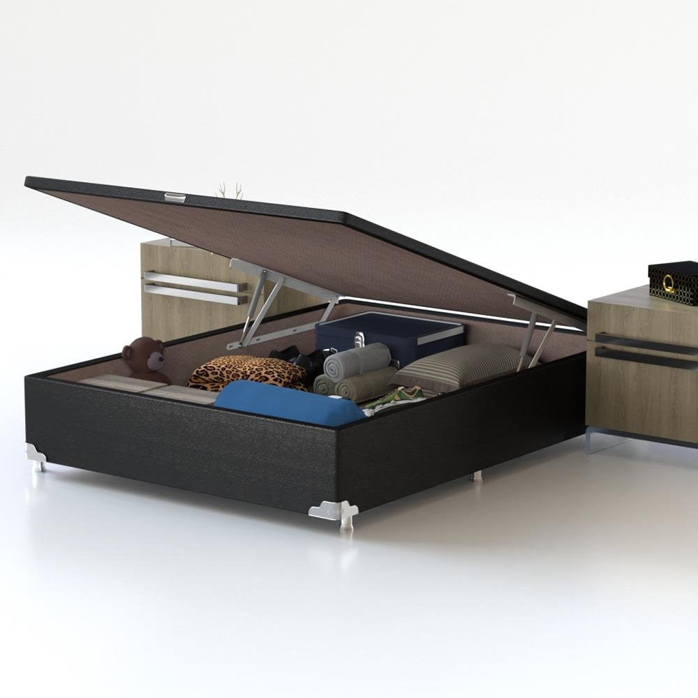 Base Box para Colchão de Casal Probel Classic com Baú 40x138x188cm - Preto - 2