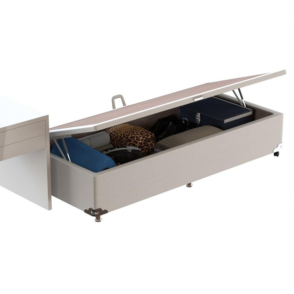 Base Box para Colchão Solteirão Probel Classic com Baú 40x100x200cm - Branco - 2