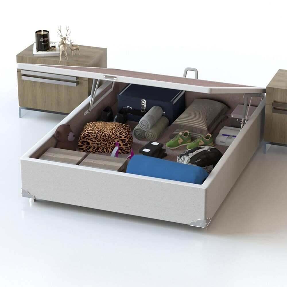 Base Box para Colchão de Casal Probel Classic com Baú 40x138x188cm - Branco - 1