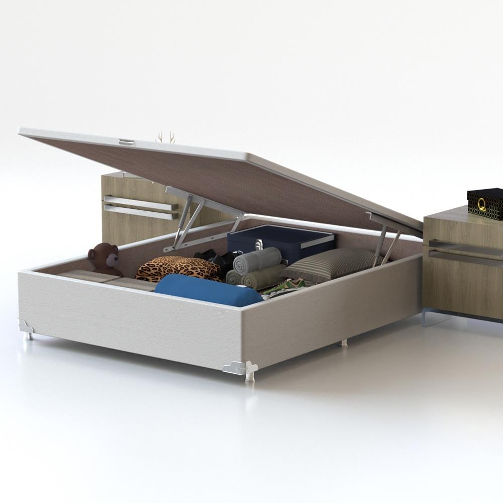 Base Box para Colchão de Casal Probel Classic com Baú 40x138x188cm - Branco - 2