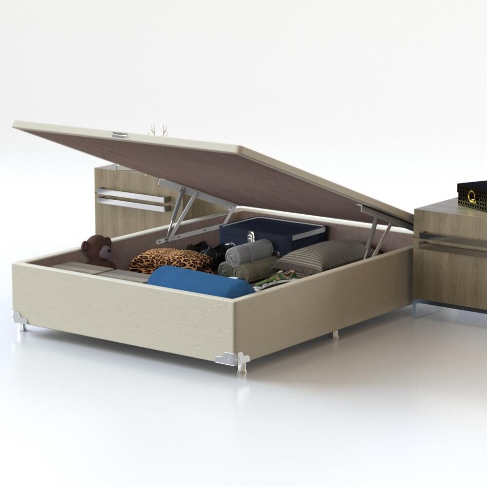 Base Box para Colchão de Casal Probel Classic com Baú 40x138x188cm - Bege - 2