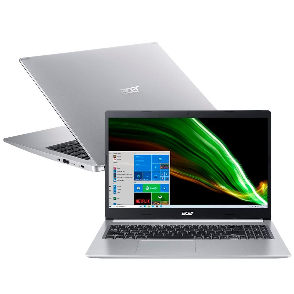 Notebook Acer Core i5-10210U 8GB 512GB SSD Tela 15.6” Windows 10 Aspire 5 A515-54-50BT