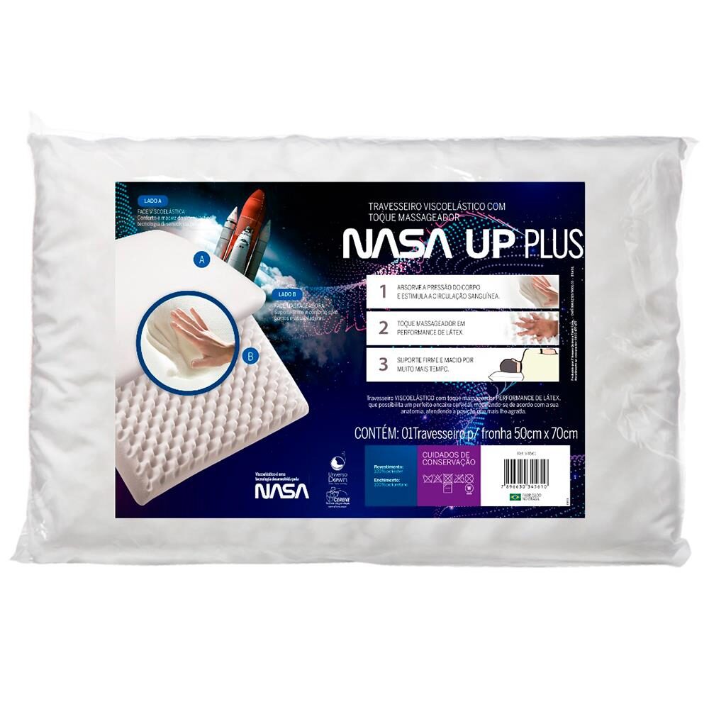 Travesseiro Fibrasca Nasa Up Plus com Gomos Massageadores em Poliuretano 39x59cm