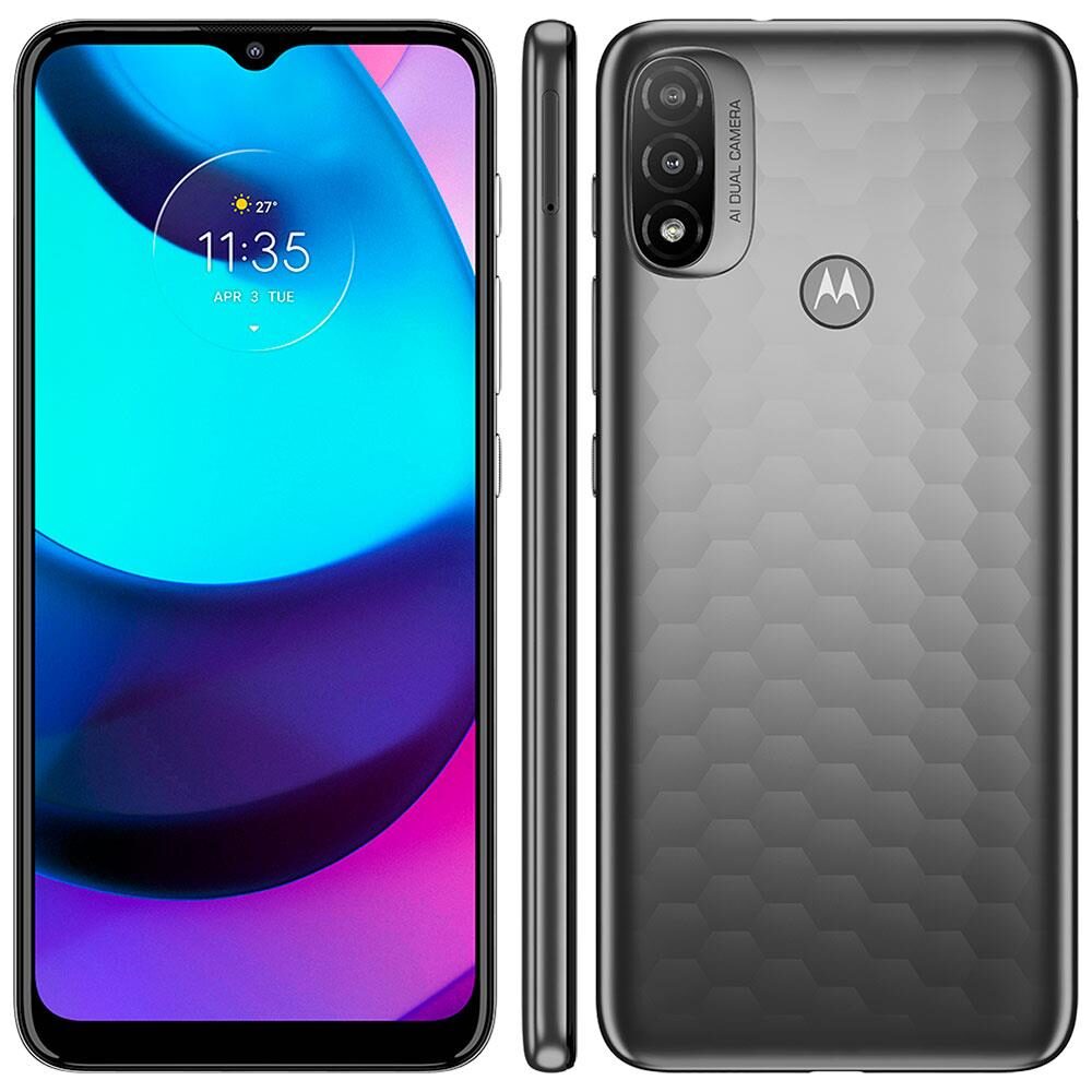 Smartphone Motorola Moto E20 Cinza 32GB, Tela Max Vision de 6,5", Câmera Traseira Dupla, Android 11 e Processador Octa-Core