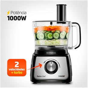 Multiprocessador de Alimentos Mondial Turbo Chef 7 em 1 MPN-01-BE com 2 Velocidades + Pulsar – 1000 W - 220V - 8