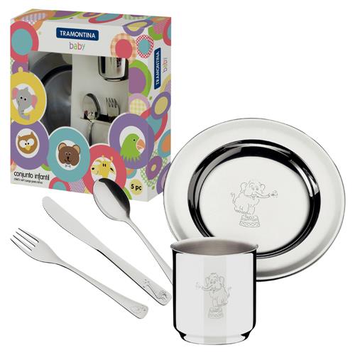 Conjunto Infantil Tramontina Baby Inox 5 Pecas Pratos Avulsos Extra
