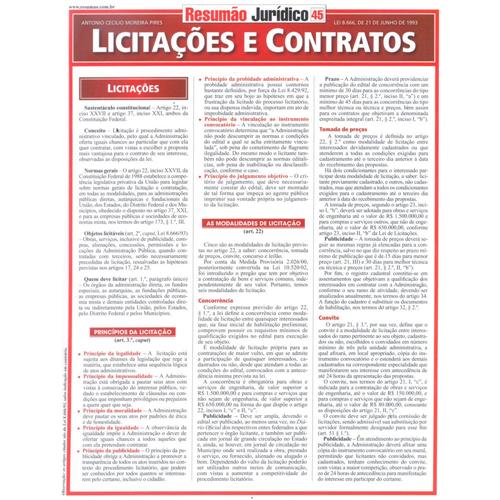 Menor preço em Livro - Resumão Jurídico 45 - Licitações e Contratos - Antonio Cecílio Moreira Pires