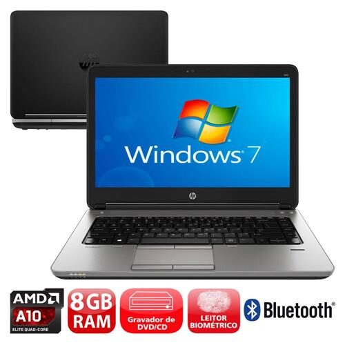Menor preço em Notebook HP ProBook 645 G1 com AMD A10-4600M, 8GB, 500GB, Gravador de DVD, Leitor Biométrico, Wireless, Bluetooth, Webcam, LED 14" e Windows 7 Pro