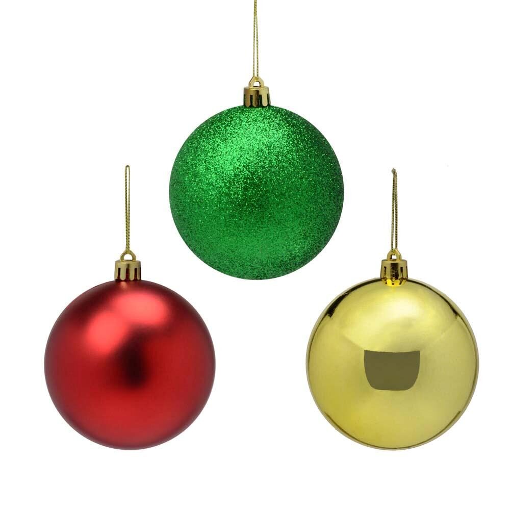 Bola de Natal Santini Christmas 8cm Vermelha/Dourada/Verde - 12 Unidades -  Shopping TudoAzul